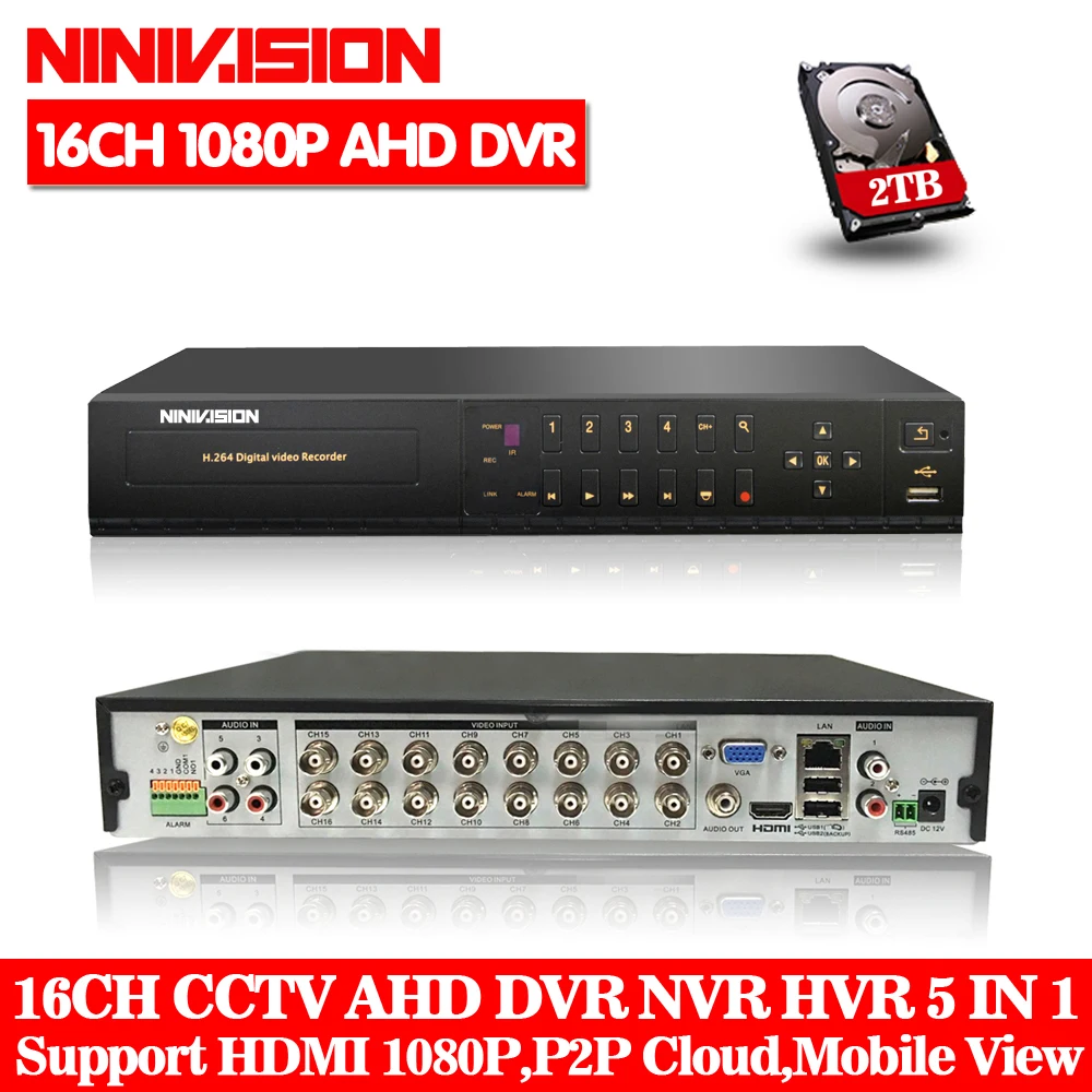 Видеорегистратор NINIVISION HD 16 каналов 1080P 1080 МП HDMI|Видеорегистратор для