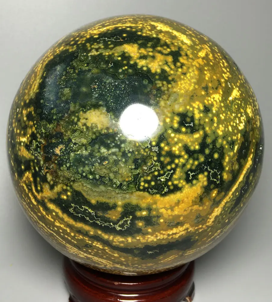 

2840g NATURAL OCEAN JASPER QUARTZ CRYSTAL BALL HEALING led light base