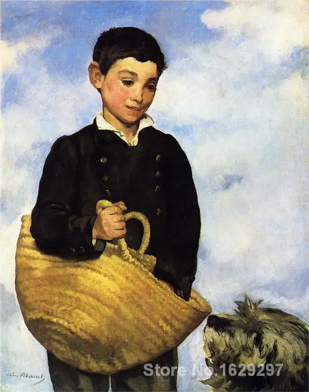 

A boy with a dog by Edouard Manet Canvas art Painting High quality Hand painted