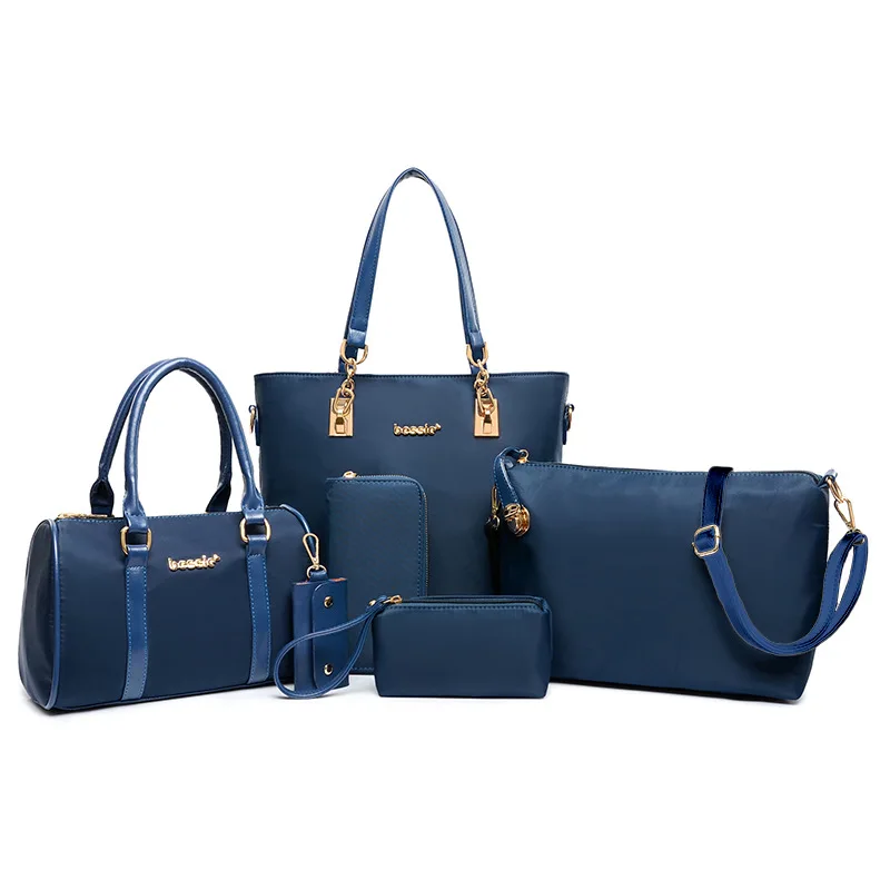 Дропшиппинг 6 шт. набор сумочек большой емкости Женские сумки на плечо кошельки - Цвет: Синий