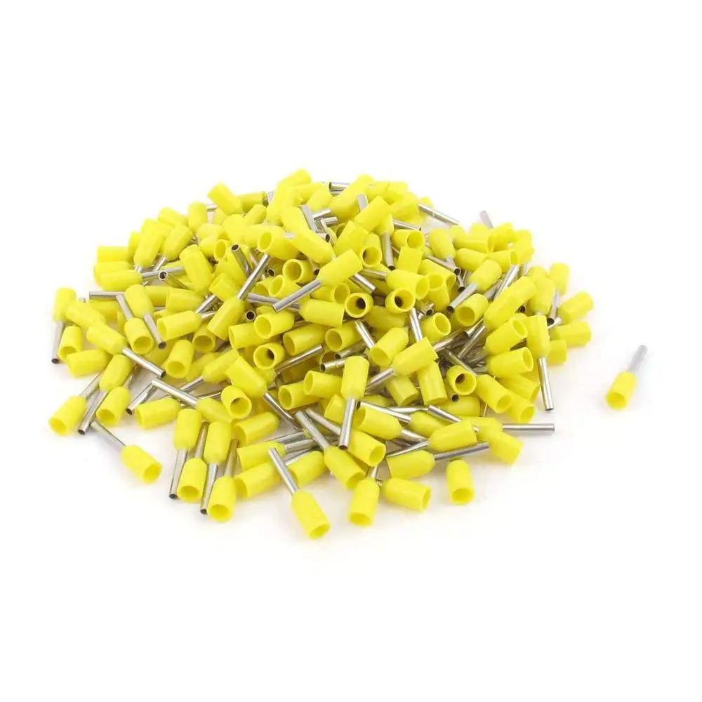 100 шт./лот E1508 набор наконечников для Купера, набор проводов, медный обжимной соединитель, Изолированный Шнур, контактный концевой наконечник, 5 цветов ve1508 - Цвет: Цвет: желтый