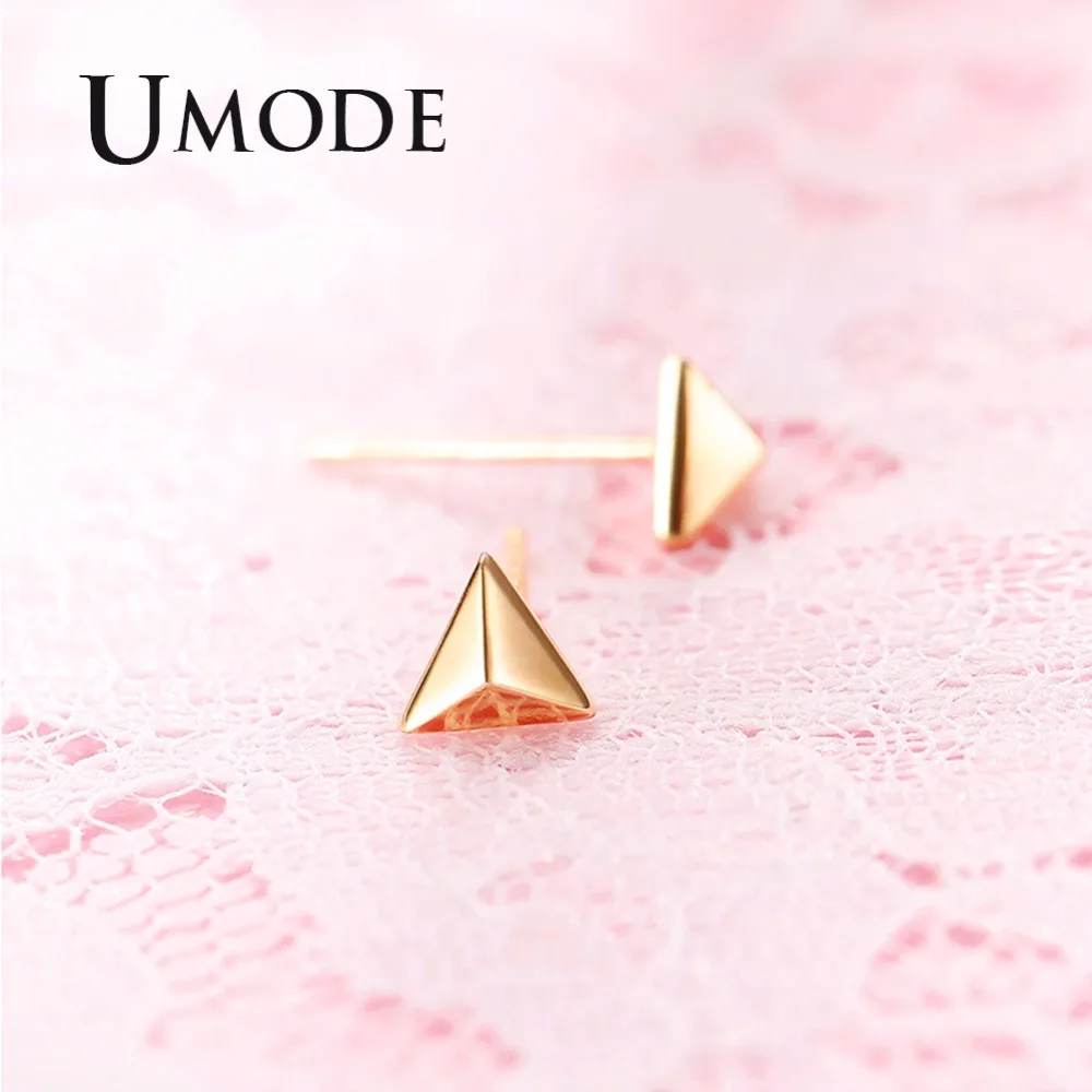 Женские Треугольные Серьги гвоздики UMODE ювелирные изделия золотого цвета из