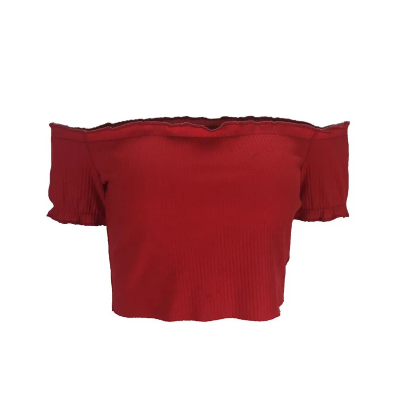 HOT sell Fashion womens tops and blouses summer 2018 Sexy Solid Strapless Off Shoulder Short Tops Blouse camicette Y17#N  (1)