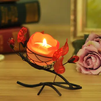 

Romantic Rose Shape Iron Tea Light Candle Holder Dining Table Decoration Crafts Home Wedding Atmosphere Lamp