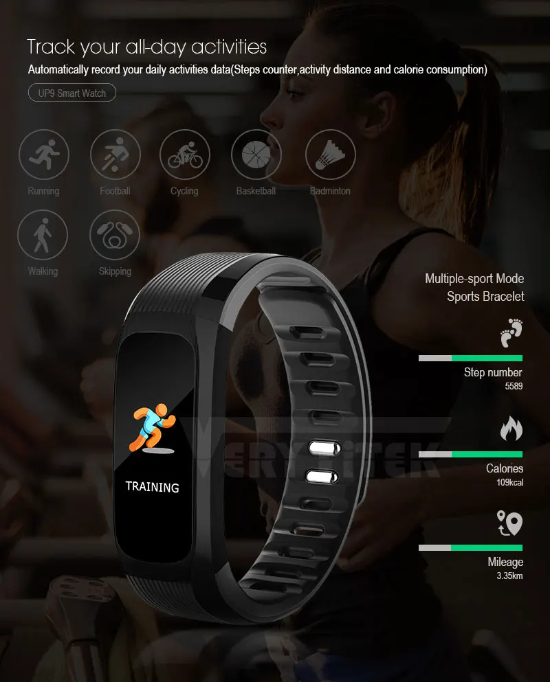 UP9 pro Smart Band Music Control Fitness Tracker Blood Pressure Heart Rate Monitor Wristband Smart Bracelet For Android IOS (4)