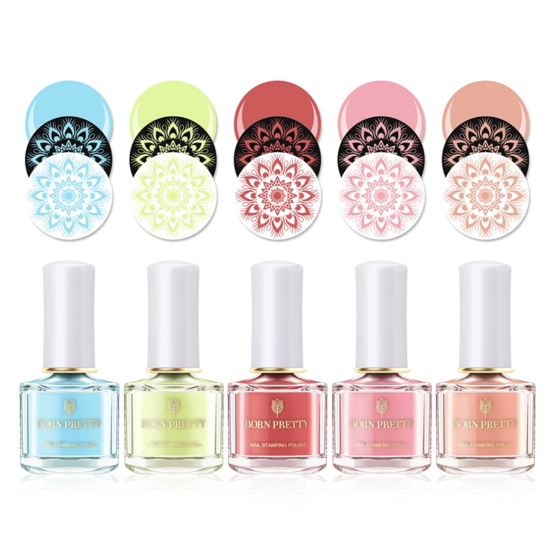 

BORN PRETTY Red Pink Stamping Polish 6ml Blue Series Nail Art Plate Printing Polish Nail Lacquer Stamping Series