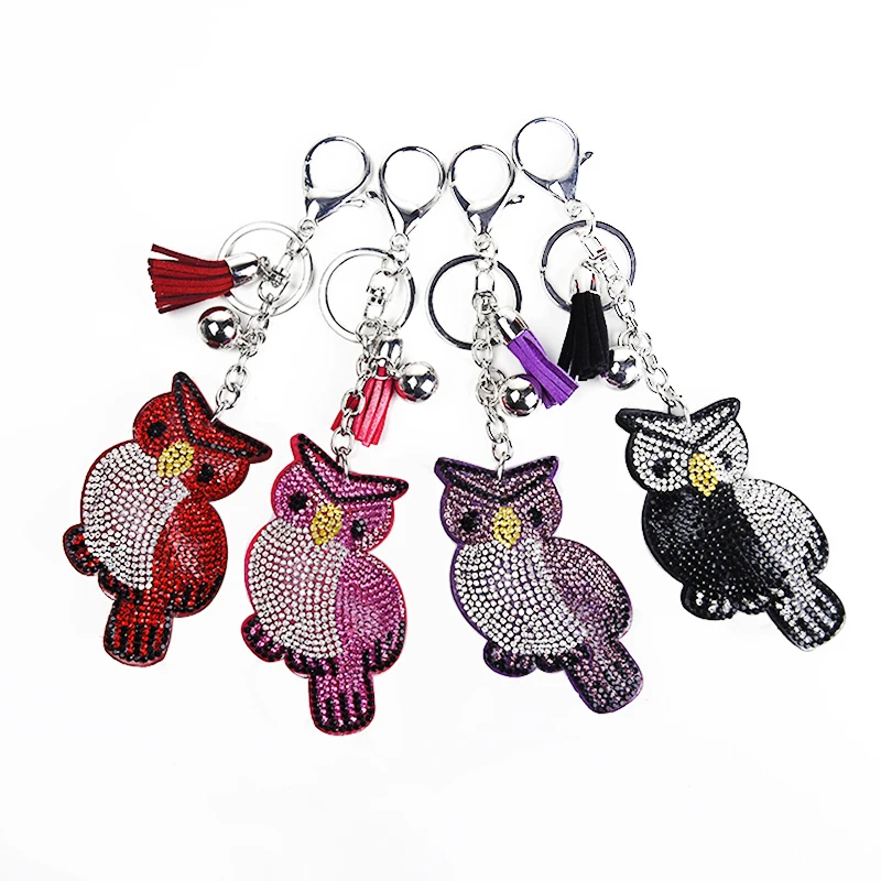 

2019 new minimalist mini owl key pendant chain faux leather pendant stylish ladies bag trinket