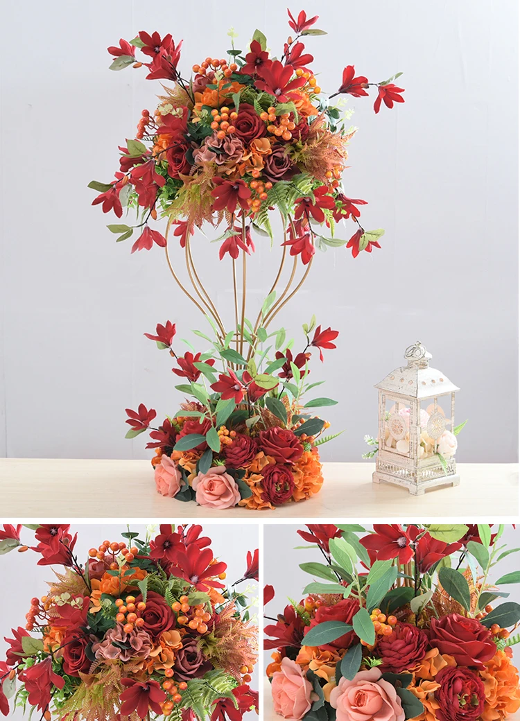 JAROWN Wrought Iron Bracket Flower Ball Wedding Main table Flower Arrangement Flower Frame Window Display Props Home Decoration (2)