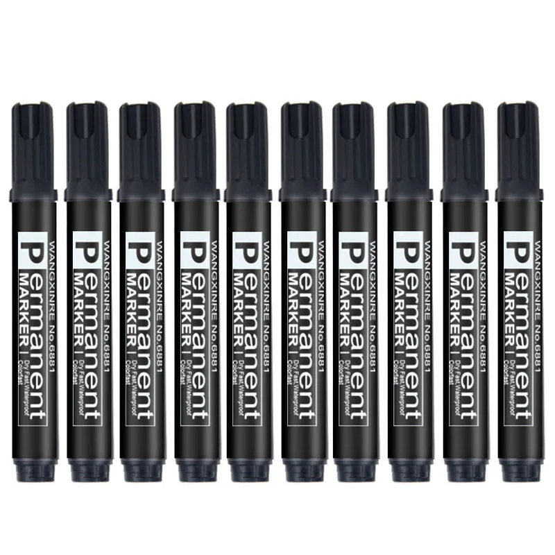 

10Pcs/Pack 14.5cm Fast-drying Oil-Based Ink Point Marker Marking Pen Brush Black/Red/Blue Warterproof Drawing