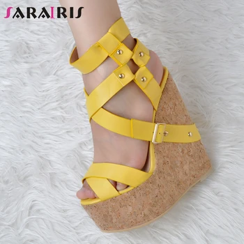 

SARAIRIS Brand New Plus Size 35-47 Ladies Wedges Heels Platform Women Shoes Woman Casual Party Summer Sandals 2019 Female Shoes