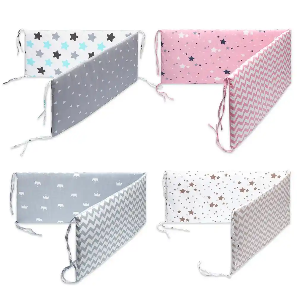 Хлопковые дышащие Бамперы для кроватки, моющаяся мягкая Накладка для детской кроватки, комплект для маленьких мальчиков и девочек, безопас...