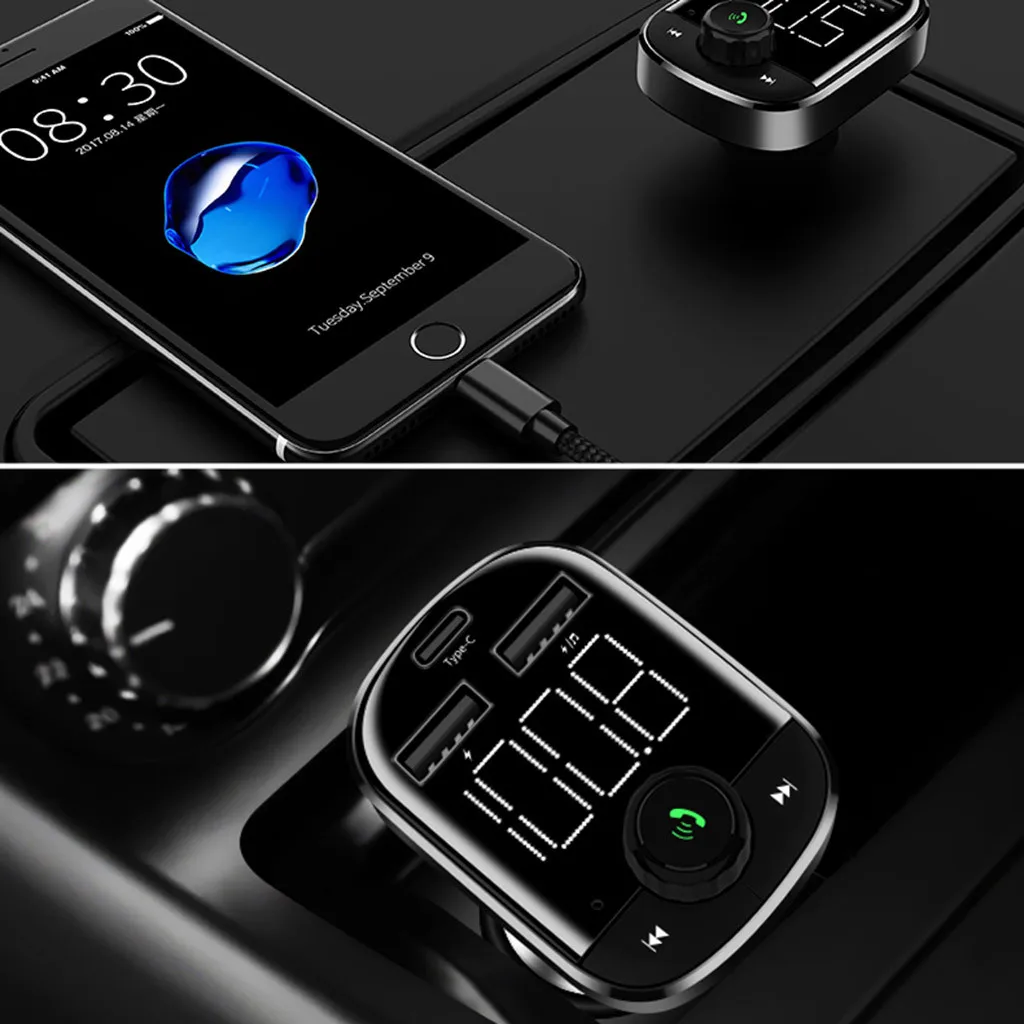 Беспроводной автомобильный Bluetooth fm-передатчик двойной зарядное устройство USB AUX вход TF карта Transmisor Tarjeta de дропшиппинг Электроника