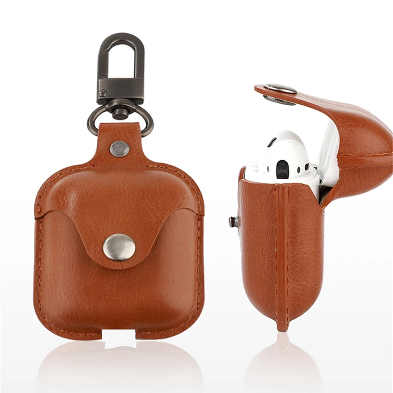 PU Leather Case For Airpods Luxury Business Earpods Box For Apple Earphone Cute Cover For Air Pods With Hook Lovely Protector (5)