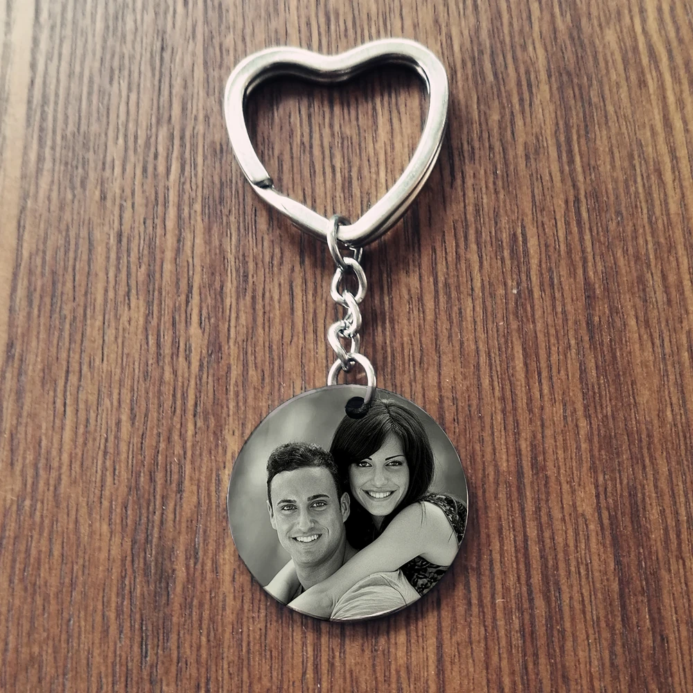 

Personalized Round Keychain Engrave Photo Key chain Stainless Steel Custom Name Key chain Gift Dropshipping