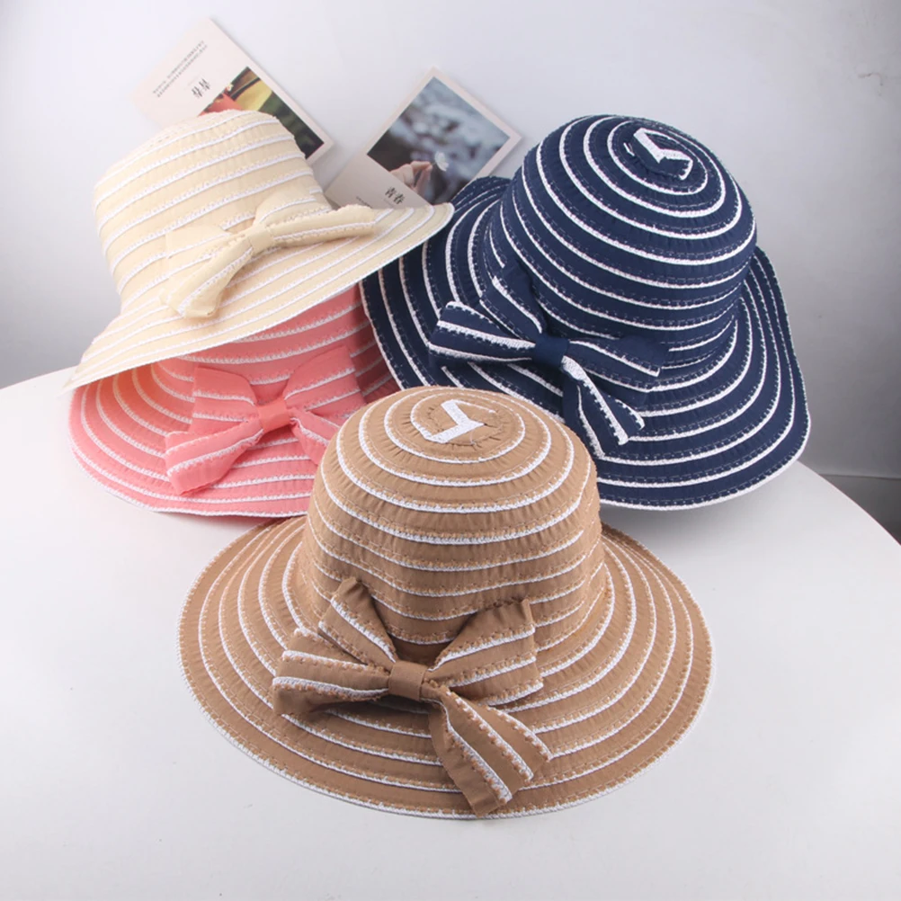 

Summer 2-8 year-old Children Kids Bucket Hats Beach Sunhat Casual Round Top Outdoor Fisherman Hat Caps for Girls