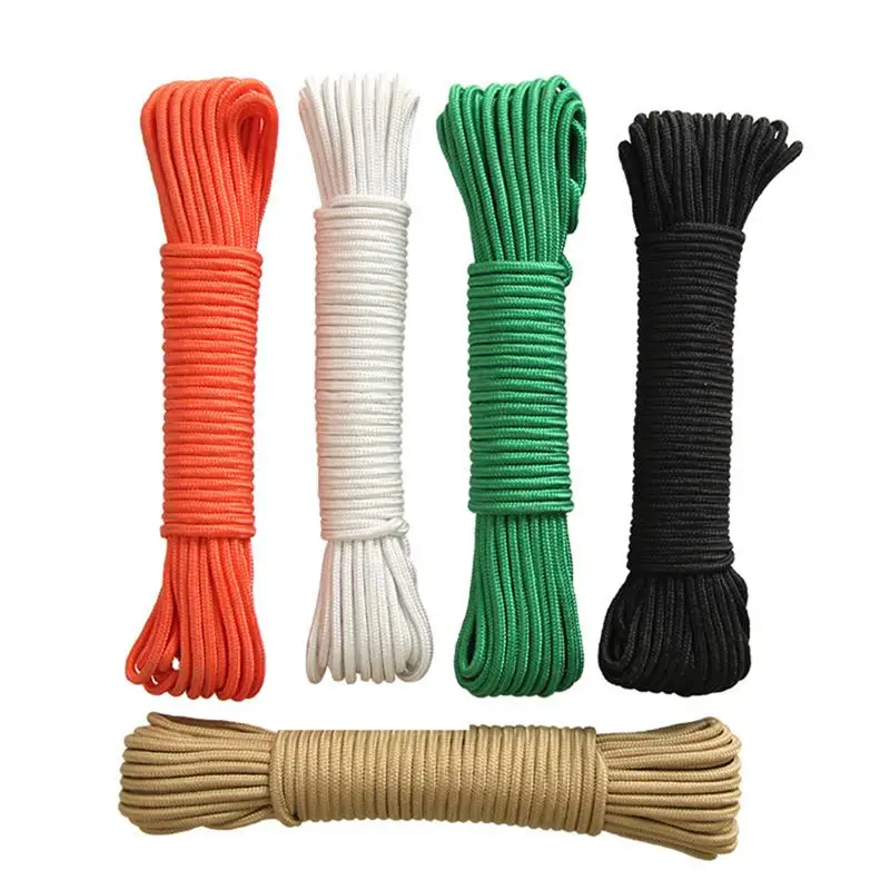 30 м цельная плетеная нейлоновая веревка, Rot and Weather Resistant Rope для кемпинга, для занятий спортом в помещении и на открытом воздухе, 6 мм(зеленый