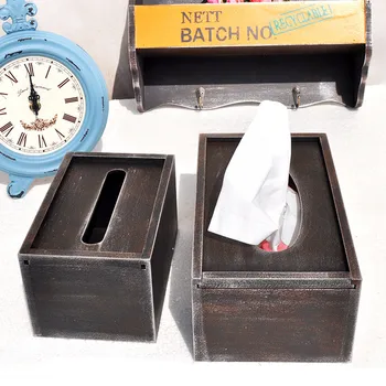 

Creative Wooden Tissue Box Home Decoration Accessories American Wood Tissue Holder Box Gift Decoration