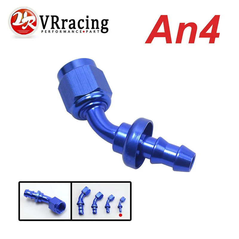 VR RACING AN4 4AN 45 DEGREE PUSH ON LOCK SOCKETLESS HOSE