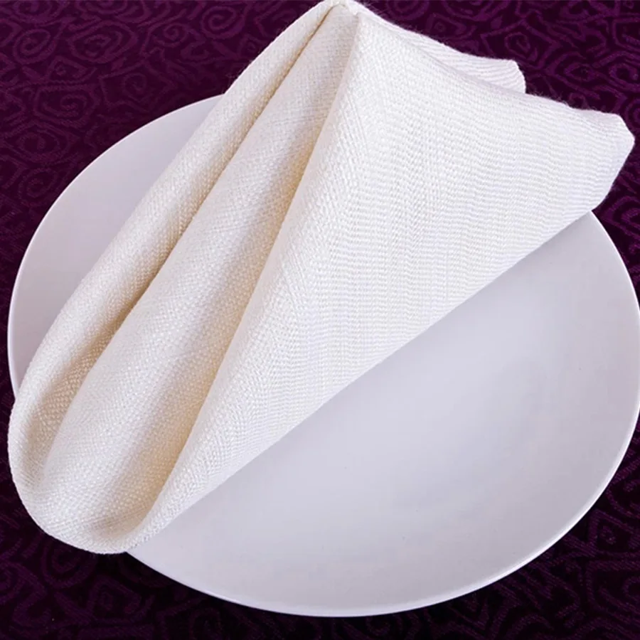 10 Pcs 50*50 cm Serviettes de Table Tissu Blanc Carré Lin ...
