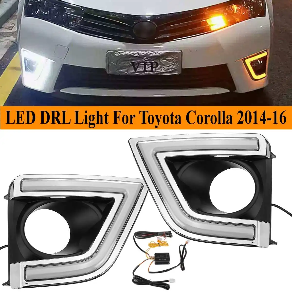 

Turn Signal Car Led Drl For Toyota Corolla 2014 2015 2016 Daytime Running Light Drl Driving Fog Lamp Blinker Accessories Cover