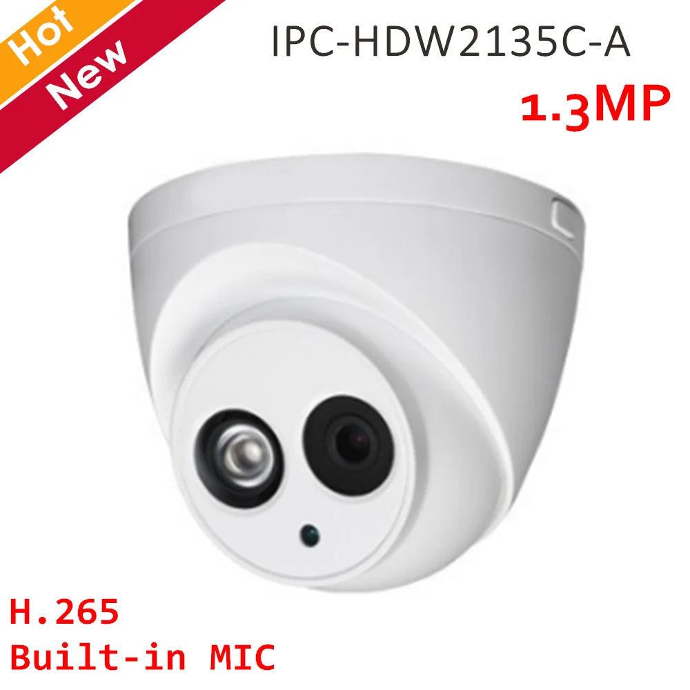 Оригинальный 1.3MP IP Камера IPC-HDW2135C-A Встроенный микрофон h.265 ИК 50 м внутренних и