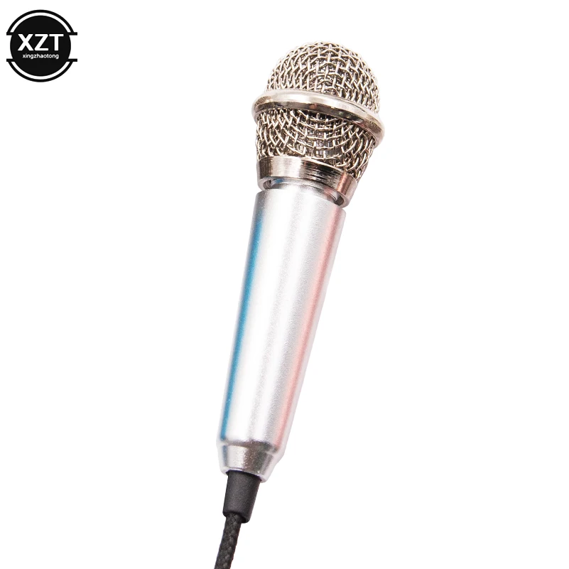 Handheld Mic 3.5mm Speech Micro Condenser Microphone Professionnel For Smart Cell Phone PC - Цвет: Silver