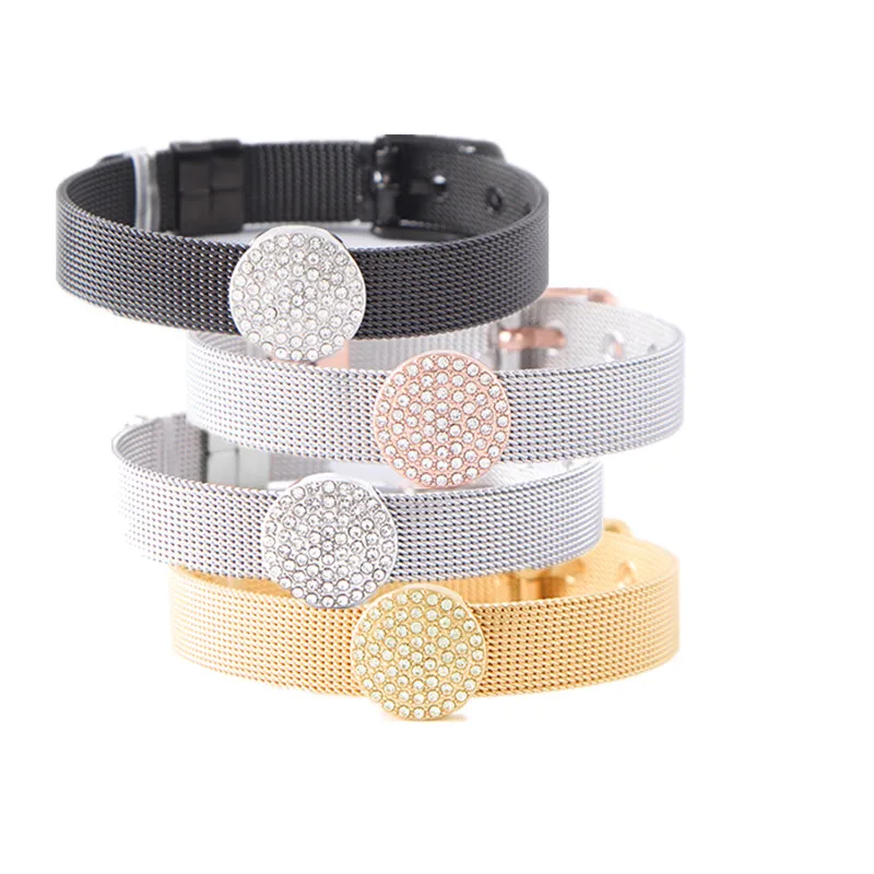 

SANSHOOR Dropshipping Mesh Charm Bracelet Set with Deluxe Slide Charms and Stainless Steel Bracelet & Bangles as Gift