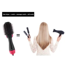 1000 Вт Профессиональный фен-щетка 2 в 1, прямые бигуди для волос, фен и расческа, многофункциональные инструменты для коррекции отрицательных ионов