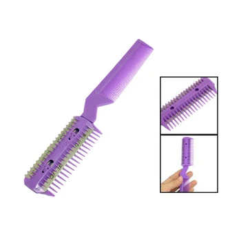 

5 PCS New Practical Superior Metal Blade Razor Plastic Hair Comb Cutter Trimmer Purple