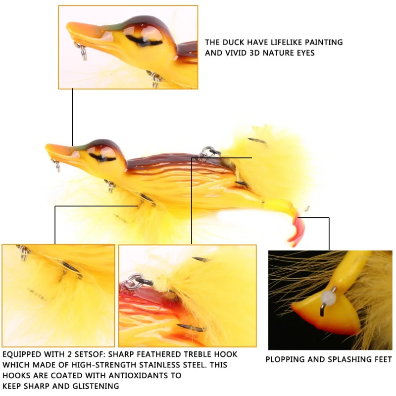 Утка Topwater рыболовные приманки плавающий искусственный наживка с крючками Соединенные 3D плавающие приманки брызгающие ноги жесткие рыболовные Tac Новые