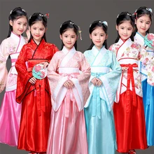 Детская одежда; милое красивое платье феи принцессы ханьфу; одежда династии китайской династии Тан; традиционный танцевальный костюм для путешествий