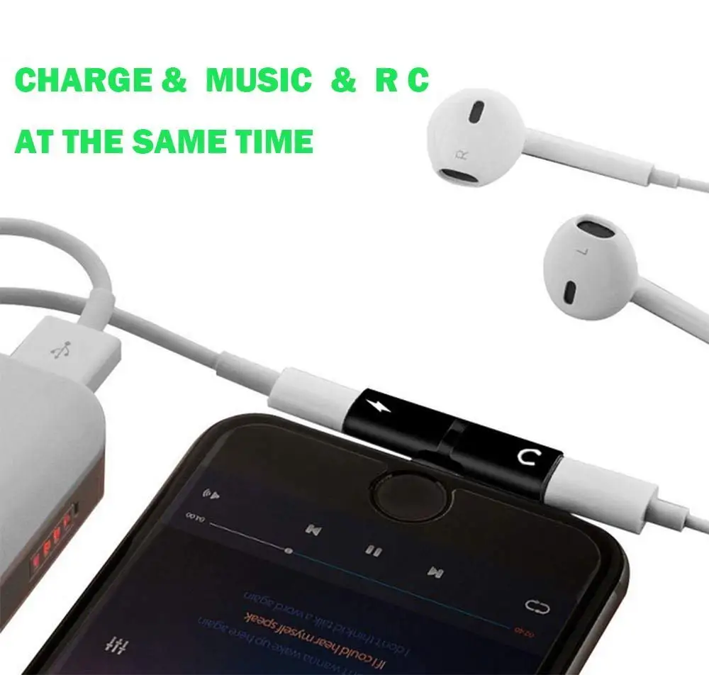 Suntaiho for iPhone 7 8 Plus Xs Max XR X Adapter 2 in 1 for lighting and for iPhone Earphone Jack Charger Adapter changer Suntaiho for iPhone 7 8 Plus Xs Max XR X Adapter 2 in 1 for lighting and for iPhone Earphone Jack Charger Adapter changer