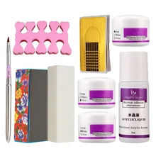 Акриловый порошок и жидкий акрил для дизайна ногтей набор посуды набор разделитель для пальцев/ногтей буфера/акриловая кисть для дизайна ногтей Ложные французские наконечники