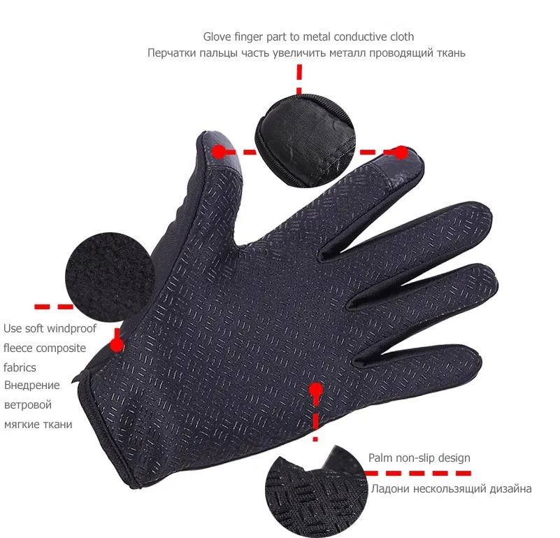 Перчатки с сенсорным экраном ветрозащитные перчатки мужские женские перчатки для верховой езды армейские перчатки велосипедные перчатки Luva Зимние Перчатки для фитнеса