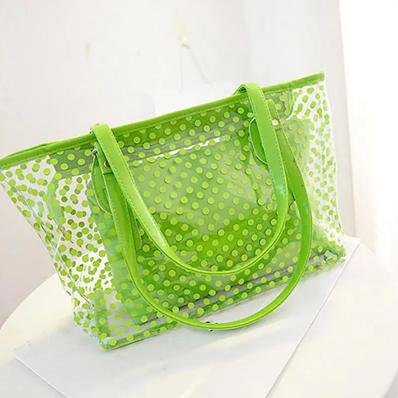 

2018 promotion low price Fashion Women Jelly Candy Clear Transparent Handbag Tote Shoulder Bags Beach Bag Popular