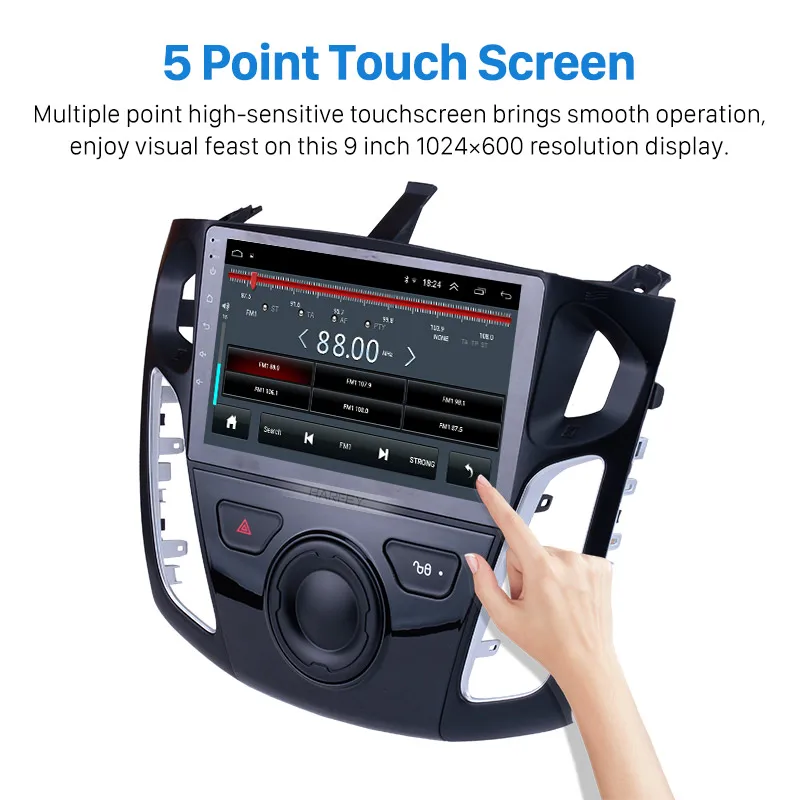 Best Harfey 9" HD Android8.1 GPS Car Navi Stereo for Ford Focus 2011 2012-2015 with Bluetooth WIFI 1080P USB Mirror Link OBD2 DVR SWC 1