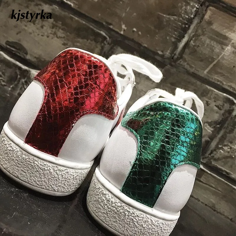 

Kjstyrka 2018 Zapatillas Mujer brand design high quality women sneakers embroidery Couple flat shoes Large size 35-44