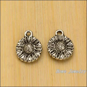 

50PC new fashion flowers pendant Tibetan silver fits for European Charm Bracelet Collier DIY jewelry