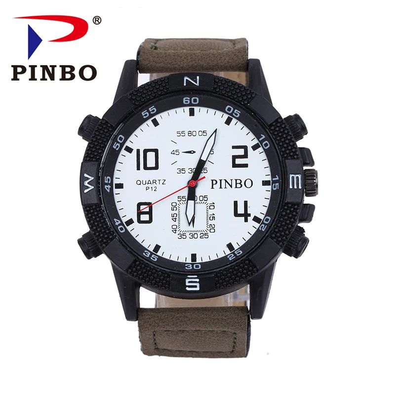 

PINBP 2017 Men Quartz Analog 3D Leather Clock watch Mens Watches Fashion Casual Sport Men Wristwatches Relogio Masculino