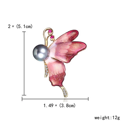 Мода ручной работы Красочные Бабочка Кристалл Стразы Золотой Тон Брошь булавка для женщин леди бижутерия подарок на день матери - Окраска металла: Pink