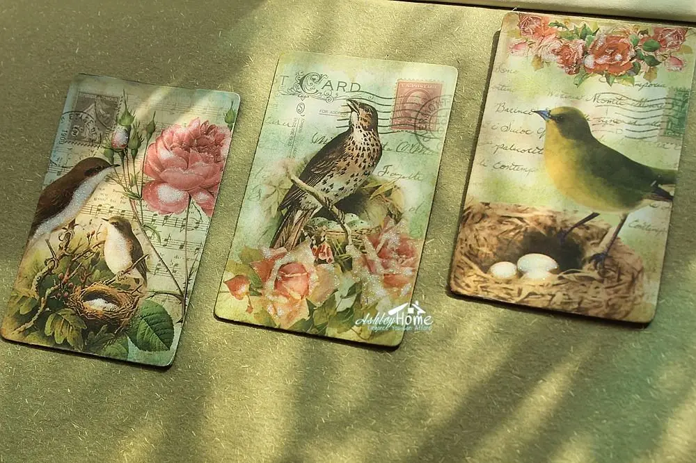 

3pcs/Set Retro Vintage Style BIRDS Art Cardboard Decorative Fridge Magnets