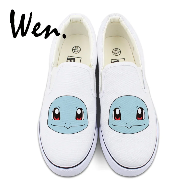 

Wen Slip-on Low Top Canvas Shoes Women Anime Design Pokemon Squirtle Espadrilles Flat Shallow Mouth Strapless Plimsolls