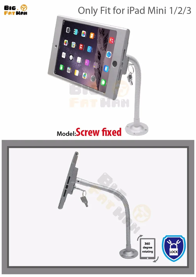 Планшетный ПК дисплей гибкий гусиная шея настенный держатель Подставка для iPad mini1 2 3 безопасности безопасный блокированный металлический ящик Поддержка arm