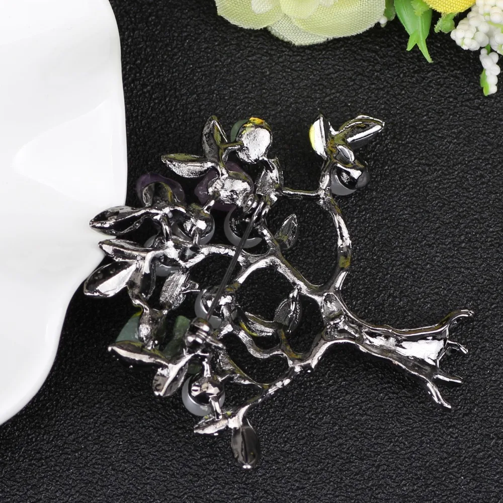 Женская Брошь в виде дерева с бусинами и натуральным камнем|brooches for women|tree broochbrooch