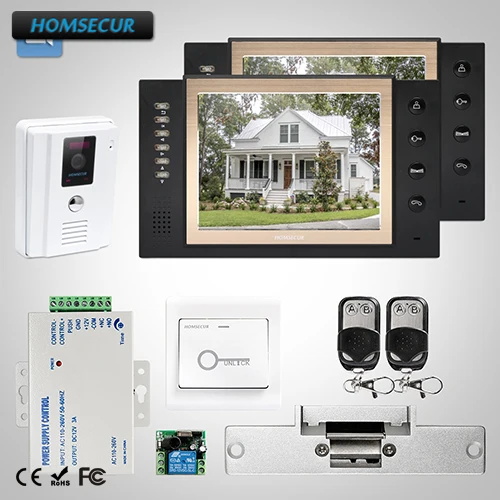 

HOMSECUR 8" Video&Audio Home Intercom Electric Strike Lock Set Included TC011-W + TM801R-B