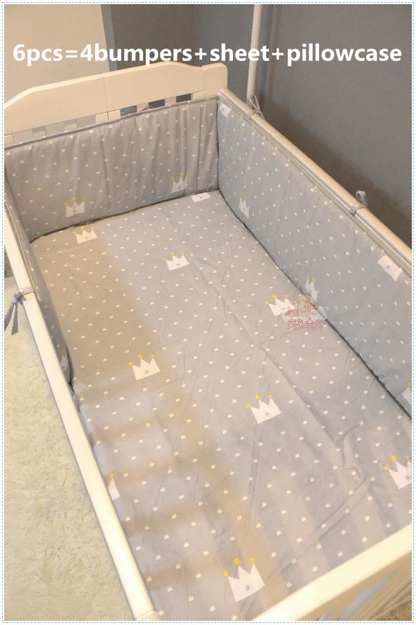 

Promotion! 6PCS Baby Crib Cot Bedding Sets Crib Sheet bed linen crib bumper (bumpers+sheet+pillow cover)