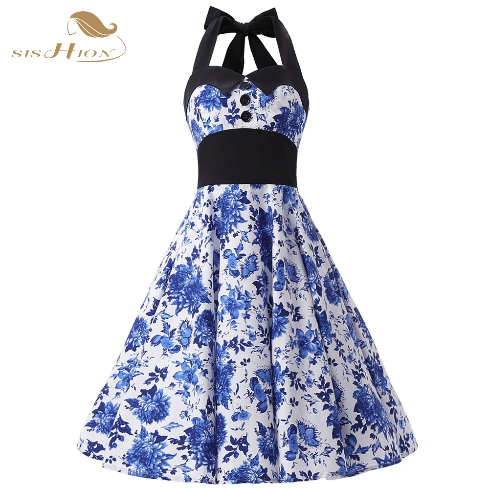 cobalt blue floral dress