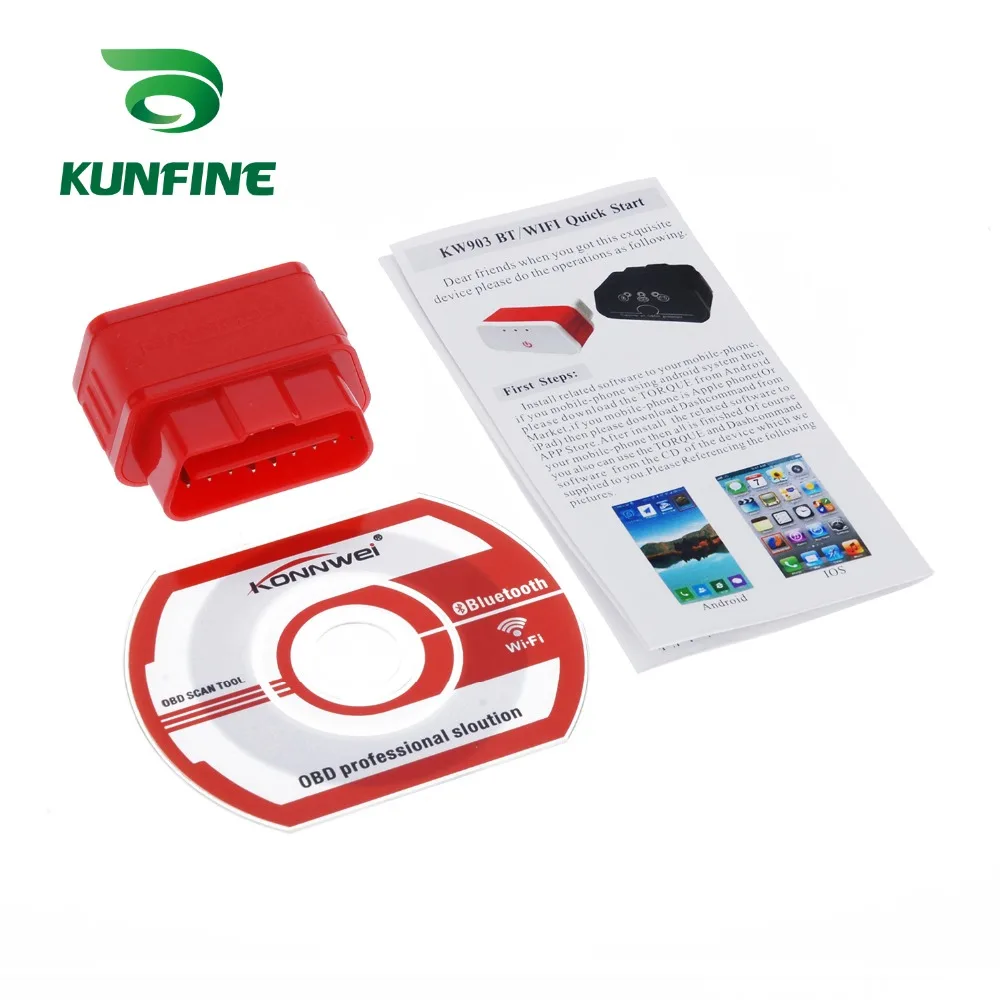 Kunfine автомобильной iCar2 OBD2 ELM327 Икар 2 KW903 Wifi OBD 2 товара сканер инструмент диагностики Интерфейс для IOS iPhone iPad Android