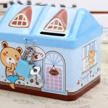 Подарки для детей, маленький домик, железная банка с замком, копилка, коробка для денег, студенческие призы, Металлическая Имитация, кассовый аппарат унисекс