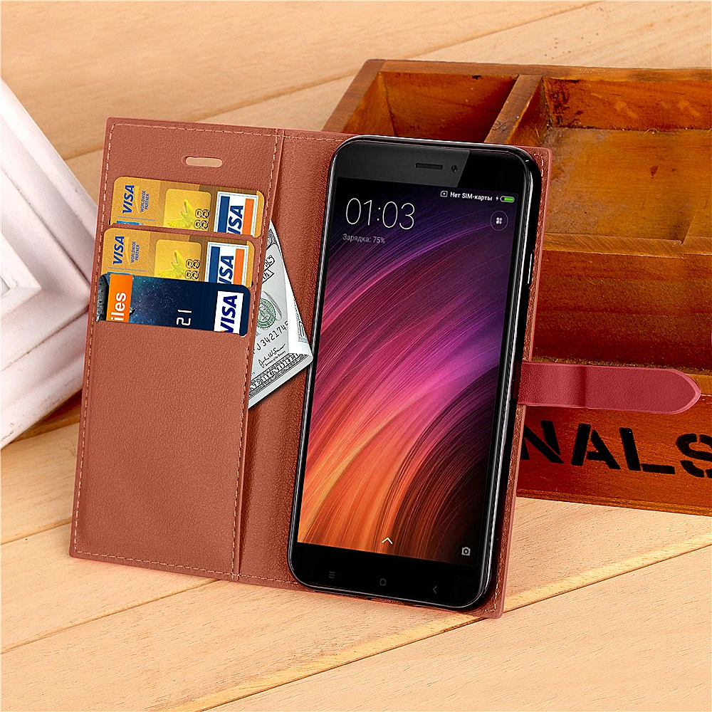 Cheap Wallet Case For Xiaomi Redmi 4,Luxury Leather Cover With Magnetic Stand Card Holder Case For Xiaomi Redmi 4 4X Folio Flip Case 19